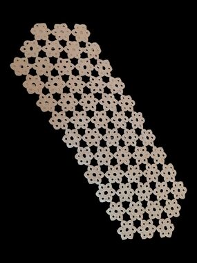 VTG Handmade Ecru Floral Crocheted Lace Table Runner Topper Doilie 35"x12"